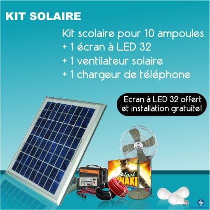 KIT solaire pour 5 ampoules + 1 écran à LED 32’’ + 1 plafonnier solaire